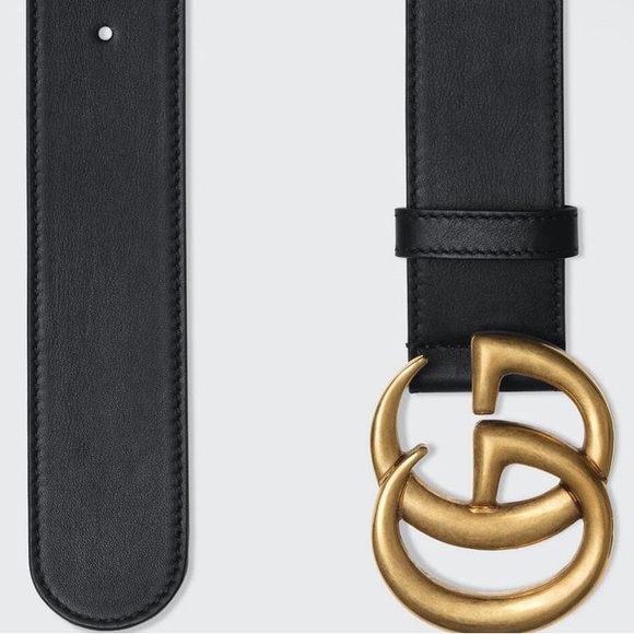 AUTHENTIC GUCCI WIDE LEATHER BELT WITH DOUBLE G BUCKLE SIZE 75 MSRP$778 AFTERTAX - Picture 3 of 16